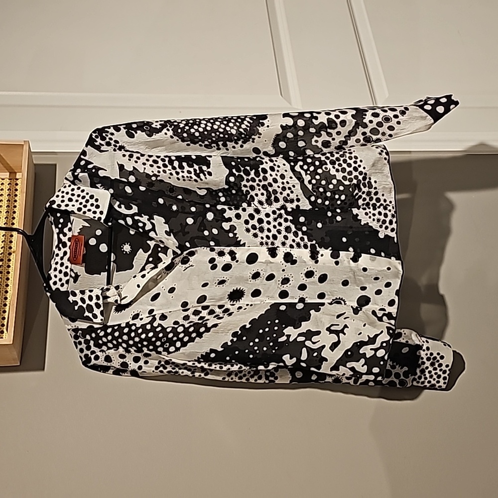 Missoni black and white splatter silk button down